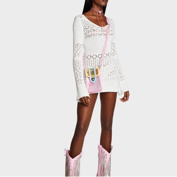 🆕 Sugar Thrillz - California Dreamin' Crochet Mini Dress - 100% Cotton - NWOT - Picture 10 of 11